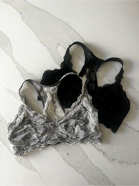 Felina Lace Bralette Set - Black & Light Gray